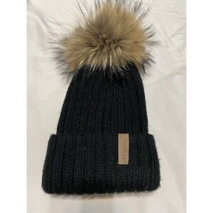 Furtalk Beanie Hat‎ Cap Womens Black Knit Pompom Ski Wear Adult Casual Skiwear